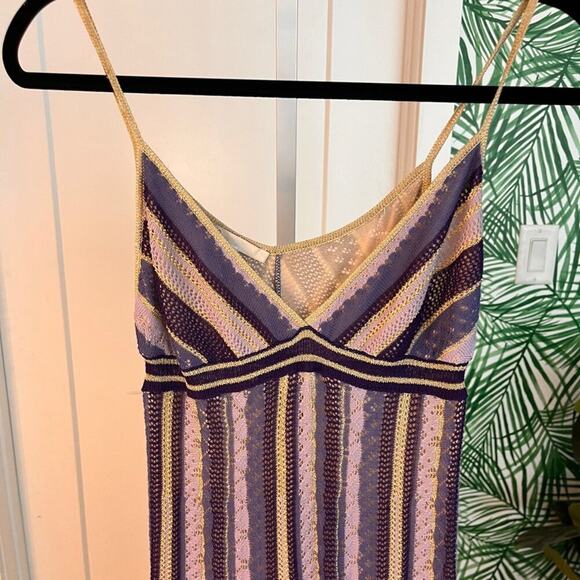 NEW Maje Purple Metallic Knit Maxi Dress Sz 2 Tall - Picture 6 of 10